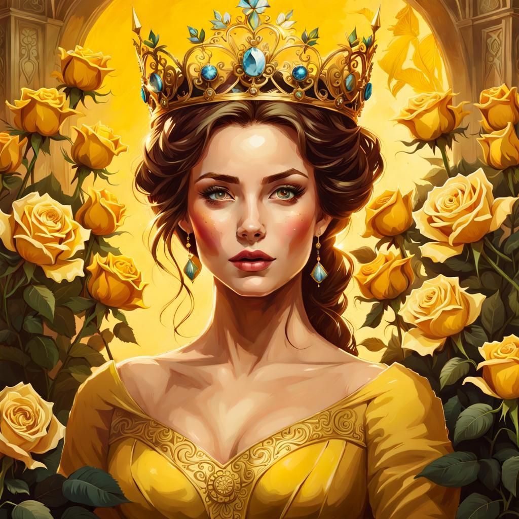 Princess Belle with Roses, Photorealistic Portrait