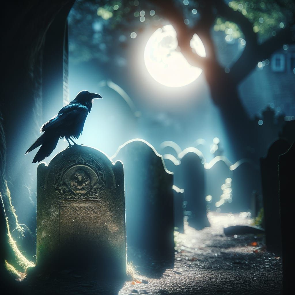 Raven at graveyard