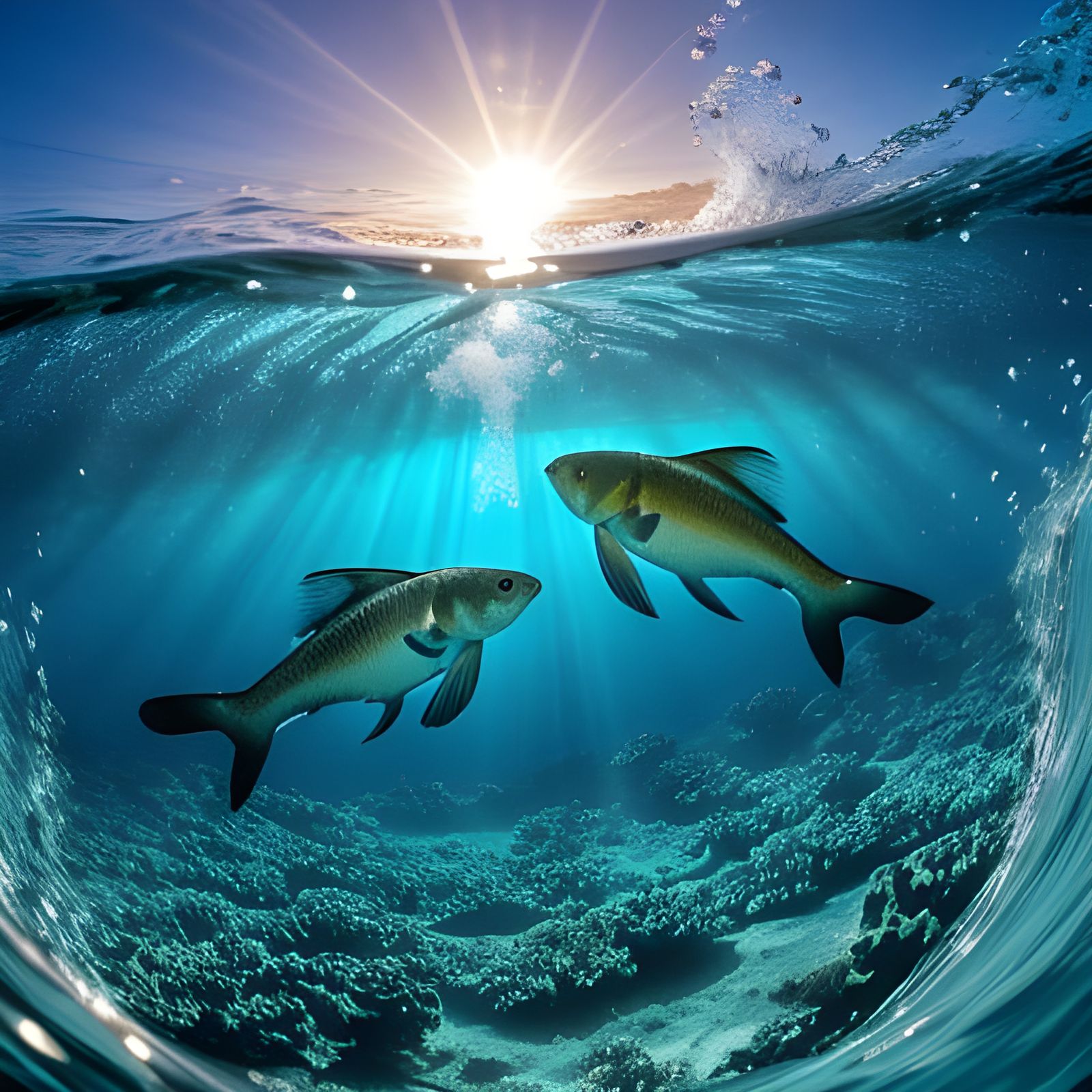 Two fish swimming  forming the Pisces symbol./R..