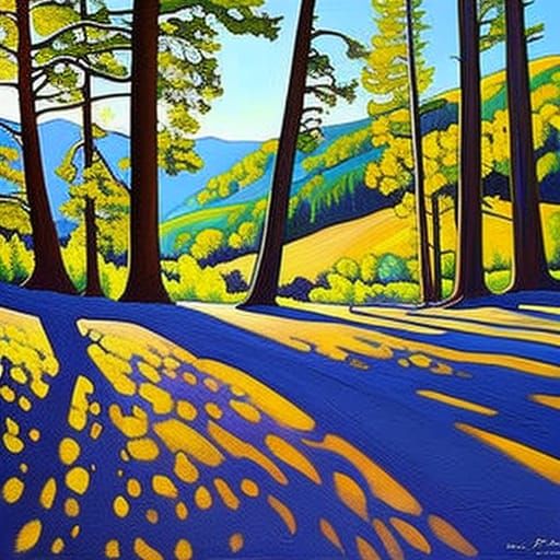 Dappled Shadows: Expressionistic Oil Painting of Leafy Trees