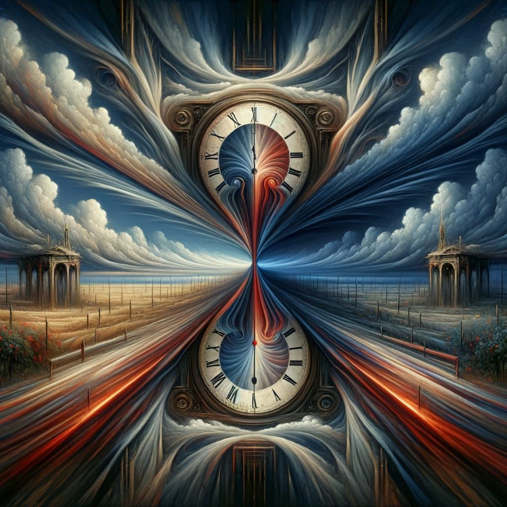 Surreal Time Distortion in Romanticism Style Oil Painting