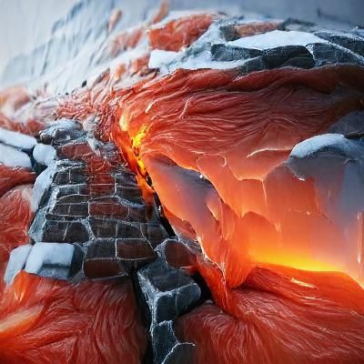 Ice Wall Veined with Lava: 8K Digital Art