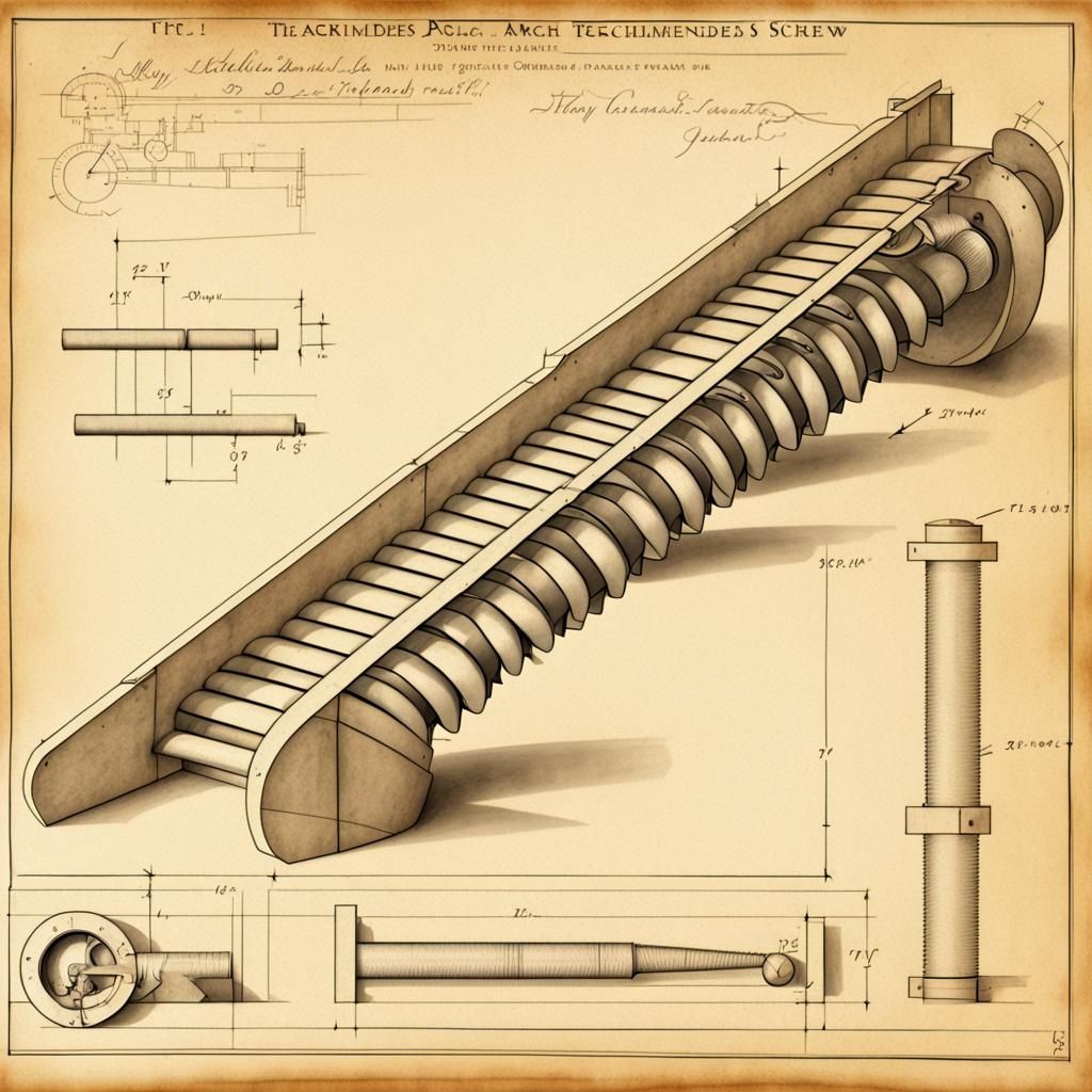 Technical Drawing of an Archimedes Screw