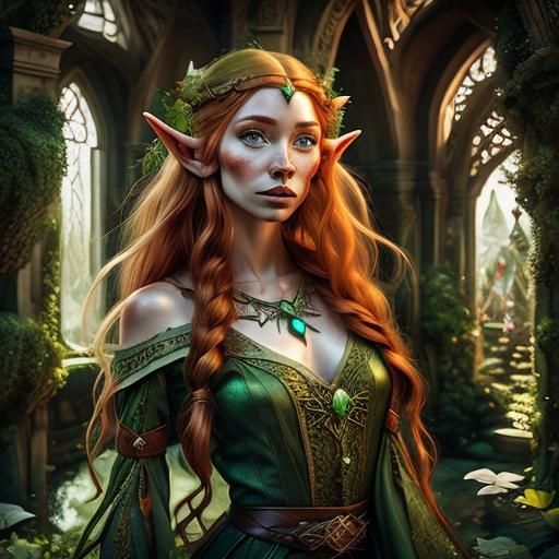 Elven Matriarch Waltzes through Ancient Temple