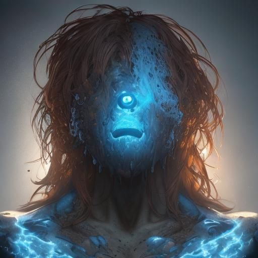 Cursed Cookie Monster Portrait in Hyperdetailed Style