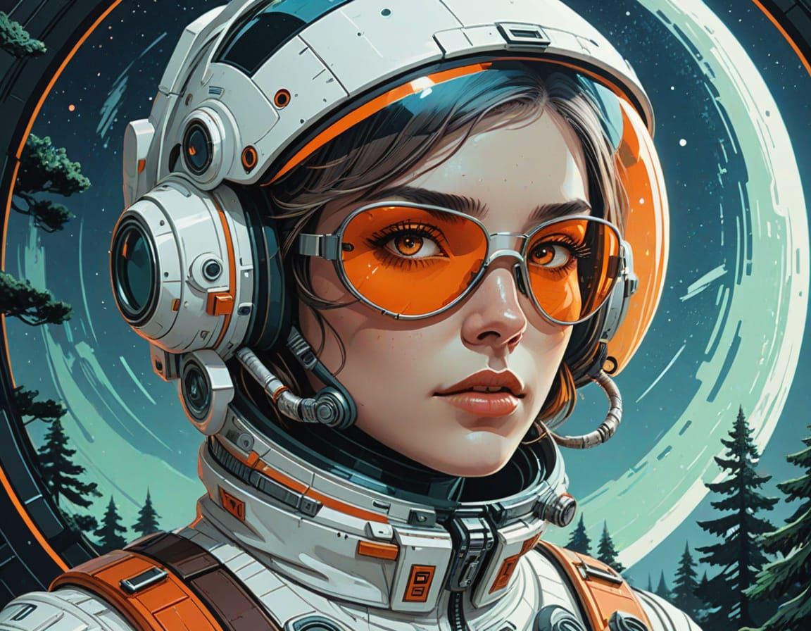 Futuristic Spacesuit in Muted Blues and Greens