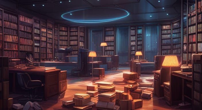 Cyberpunk Mushroom Library of the Future