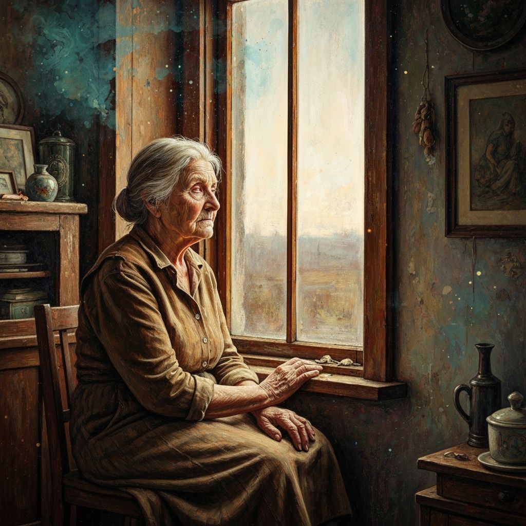 Timeless Woman Gazing at Forgotten Landscape