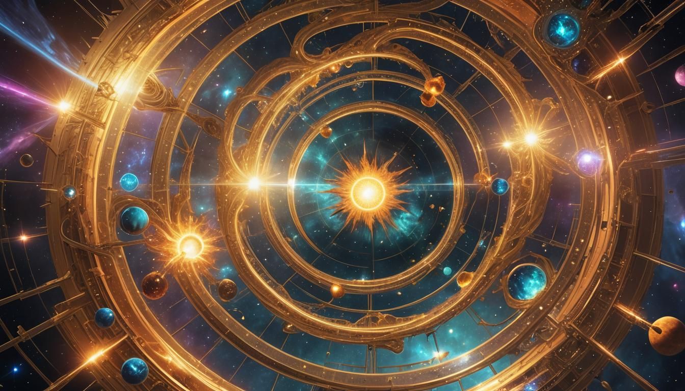 Celestial Orchestral Arrangement in Lunarpunk Digital Art