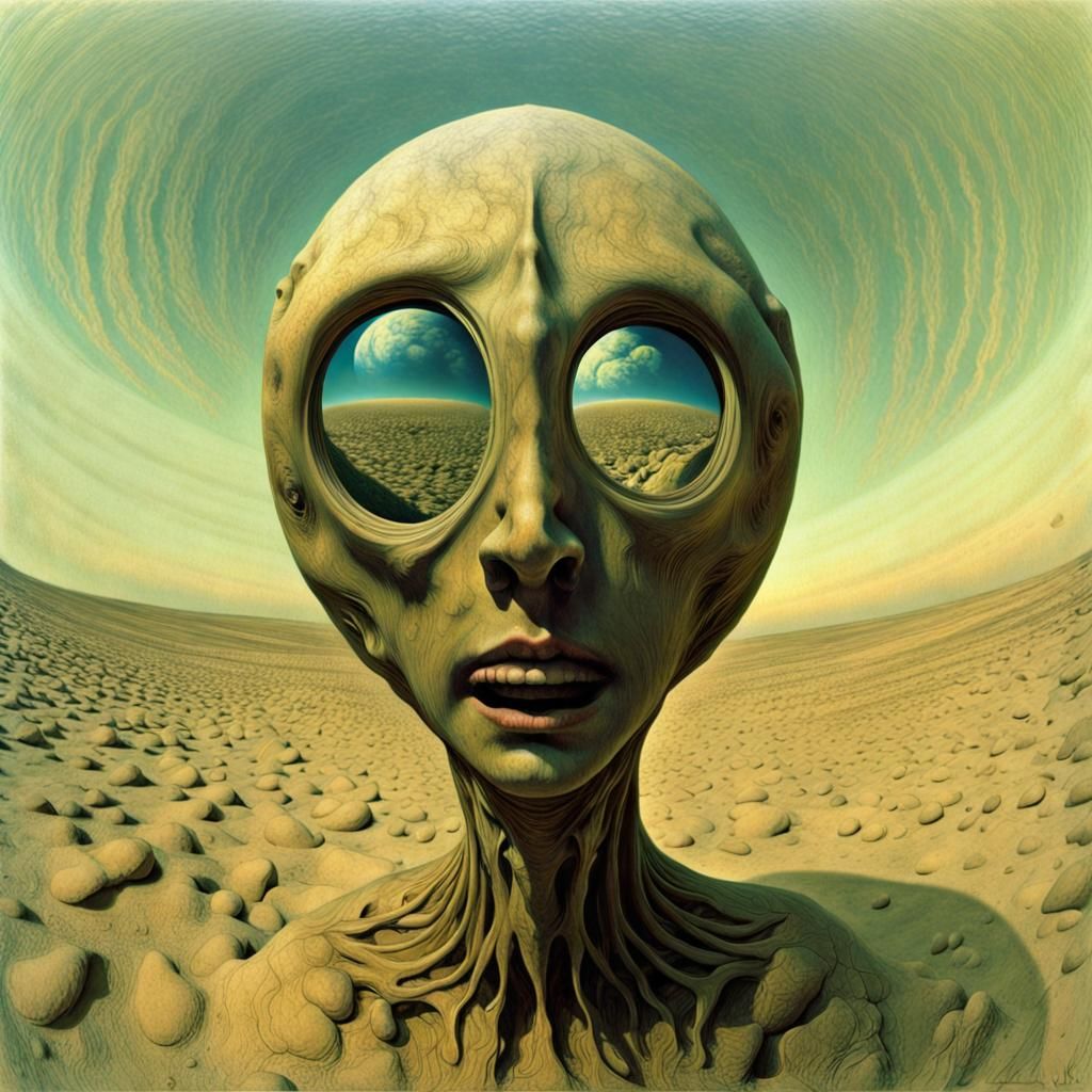 Surreal Humanoid Figure in Surrealist Style