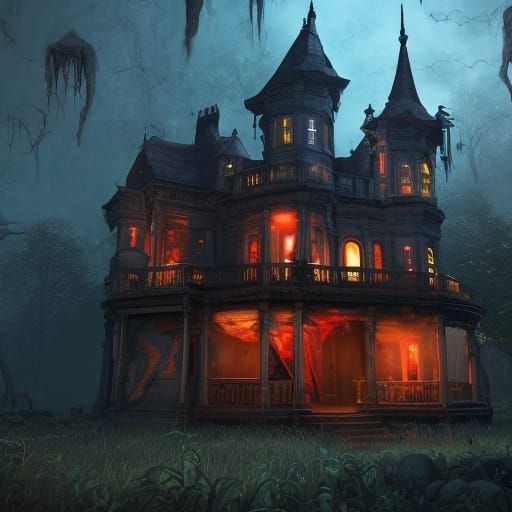 Detailed Matte Painting of a Haunted House