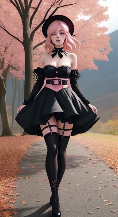 Elegant Anime Girl in Autumn Fantasy