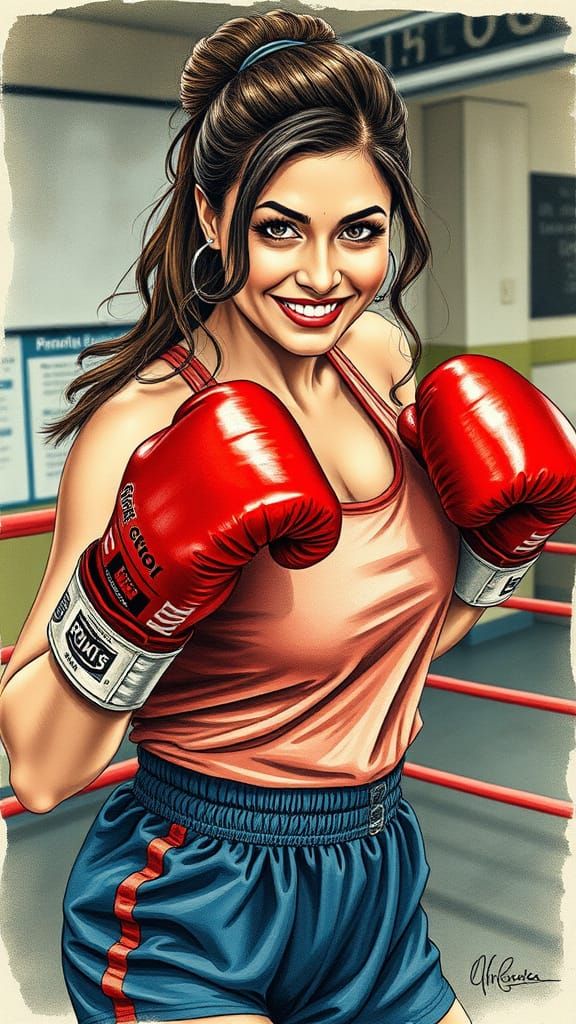 Detailed Portrait of a Middle Eastern Woman Athlete