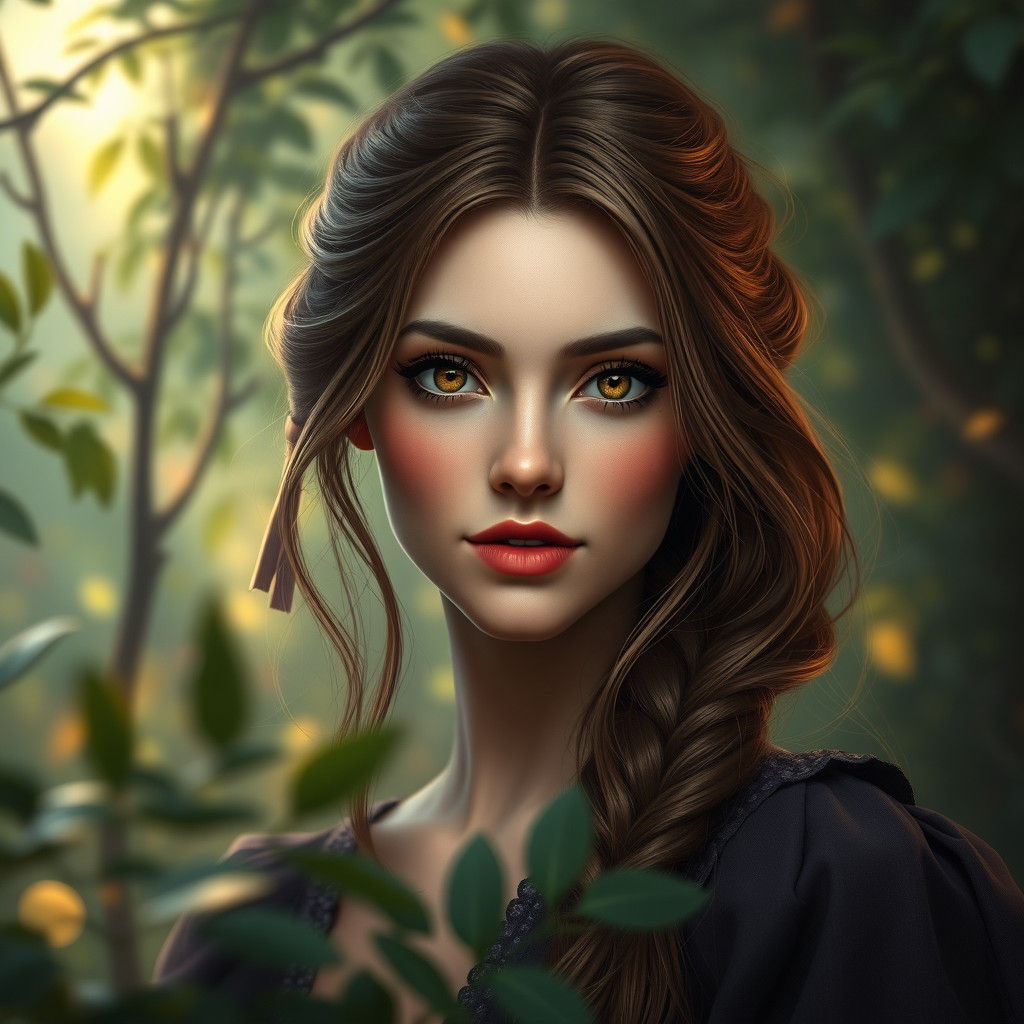 Enchanting Woman in Dreamlike Forest, Fantasy Concept Art