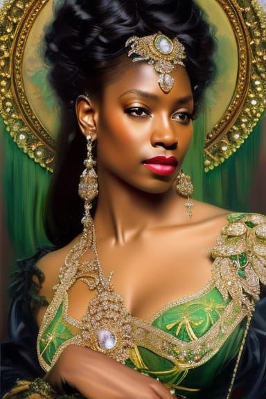 Goddess in Emeralds: Hyperrealistic Fantasy Portrait