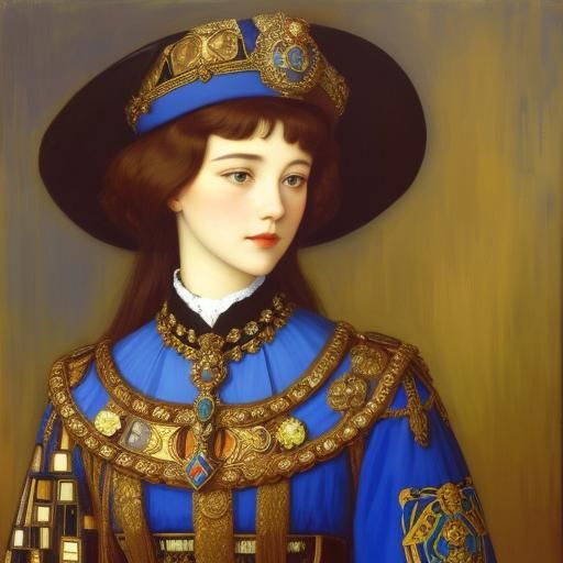 Lily Elsie Portrait in Klimt-Inspired Art Deco Style