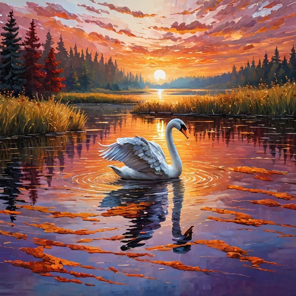 Summer Sunset over a Lake