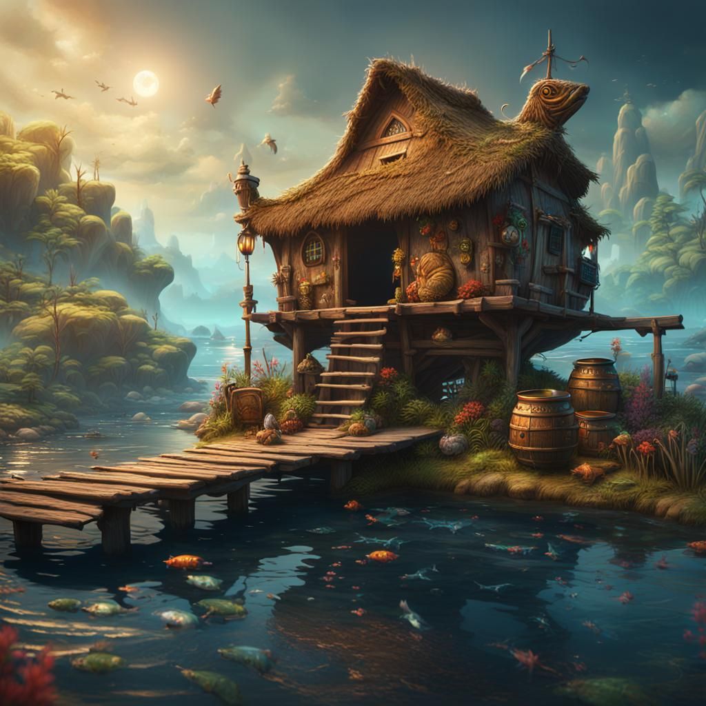 Fish Bowl Hut in Detailed Matte Painting