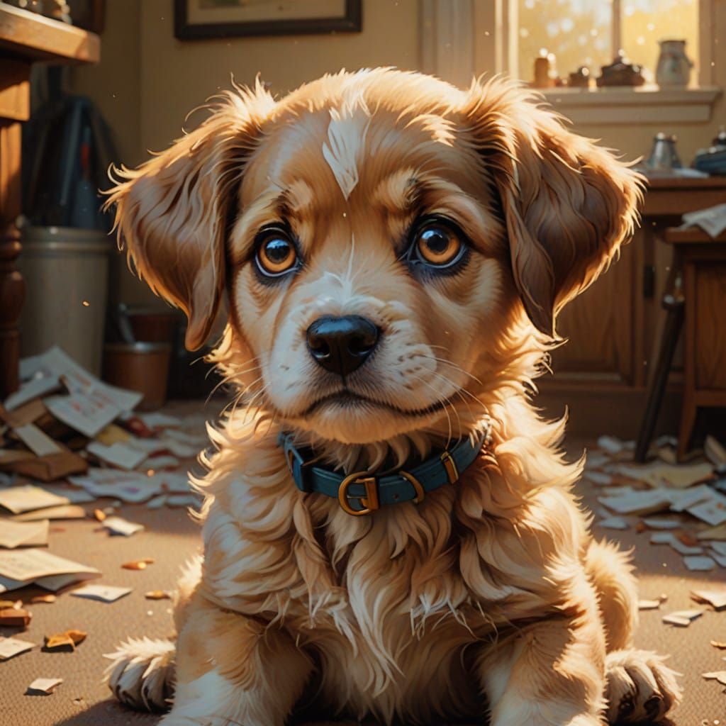 Pitiful Puppy in Warm Golden Light