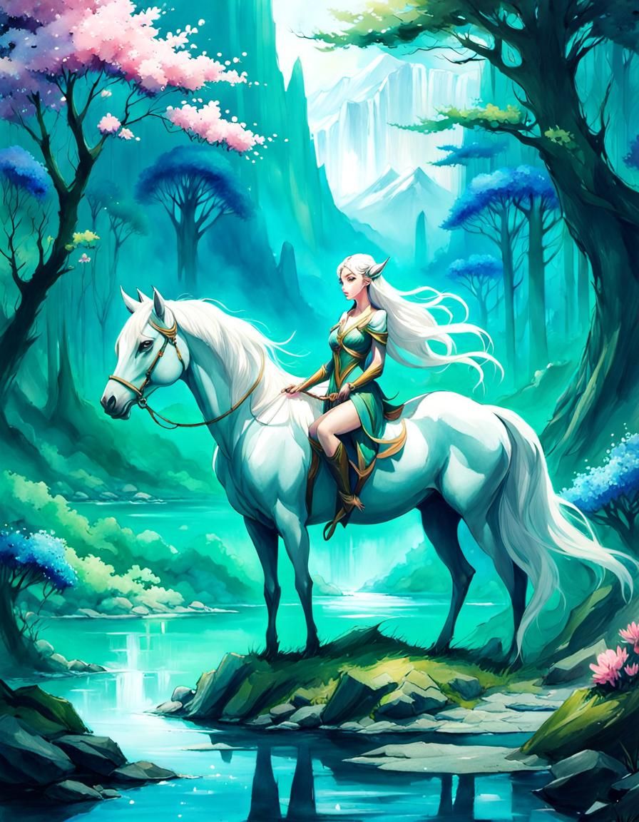 Elven Centaur Goddess in Mystical Forest