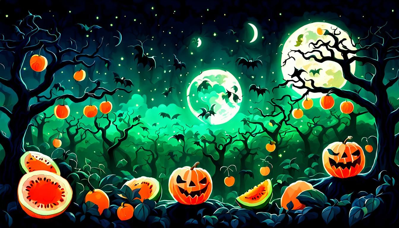 Spooky Fruit Forest with Melon Moon