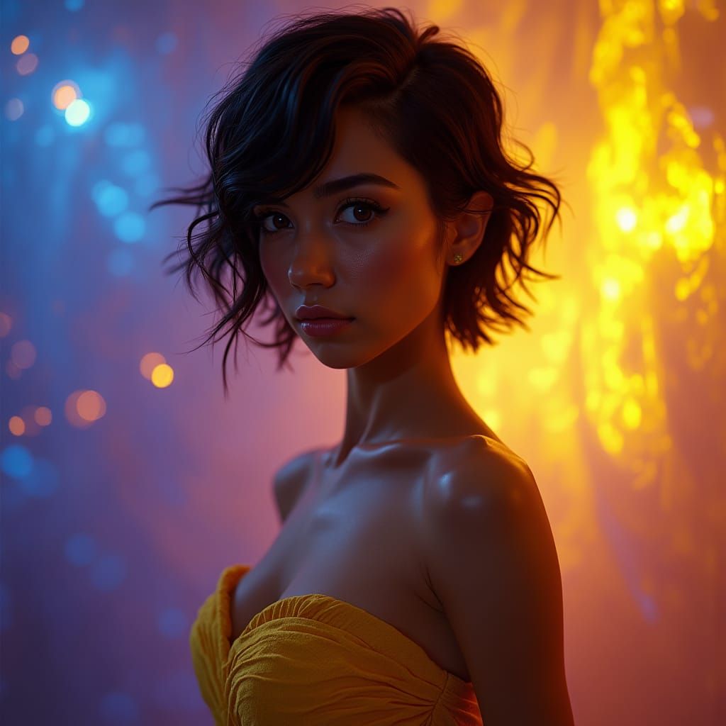 Hyperrealistic Portrait of an Italian Woman in Evening Gown