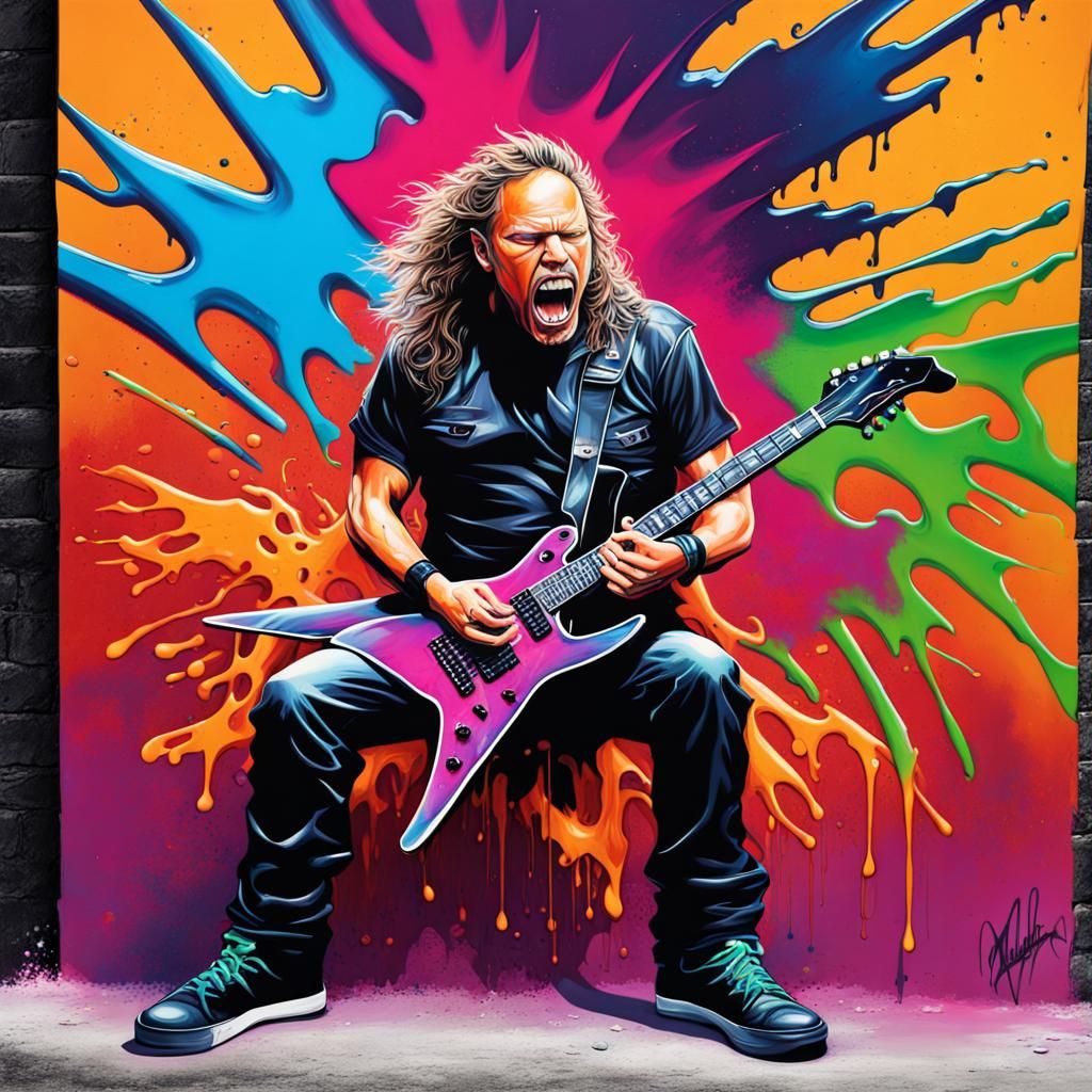 Metallica Graffiti Art in Polychromatic Splash Style