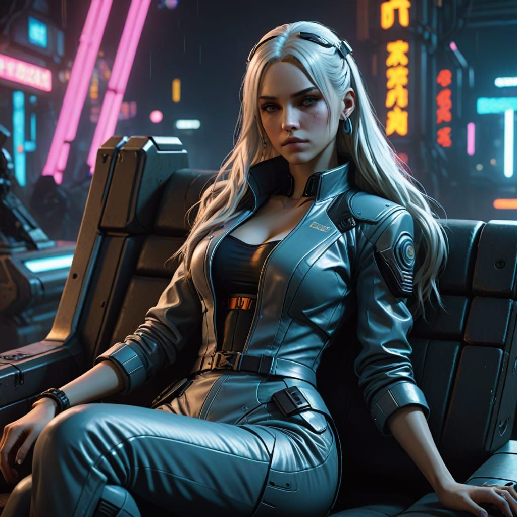 Anime 3D Rendered Woman with Long White Hair