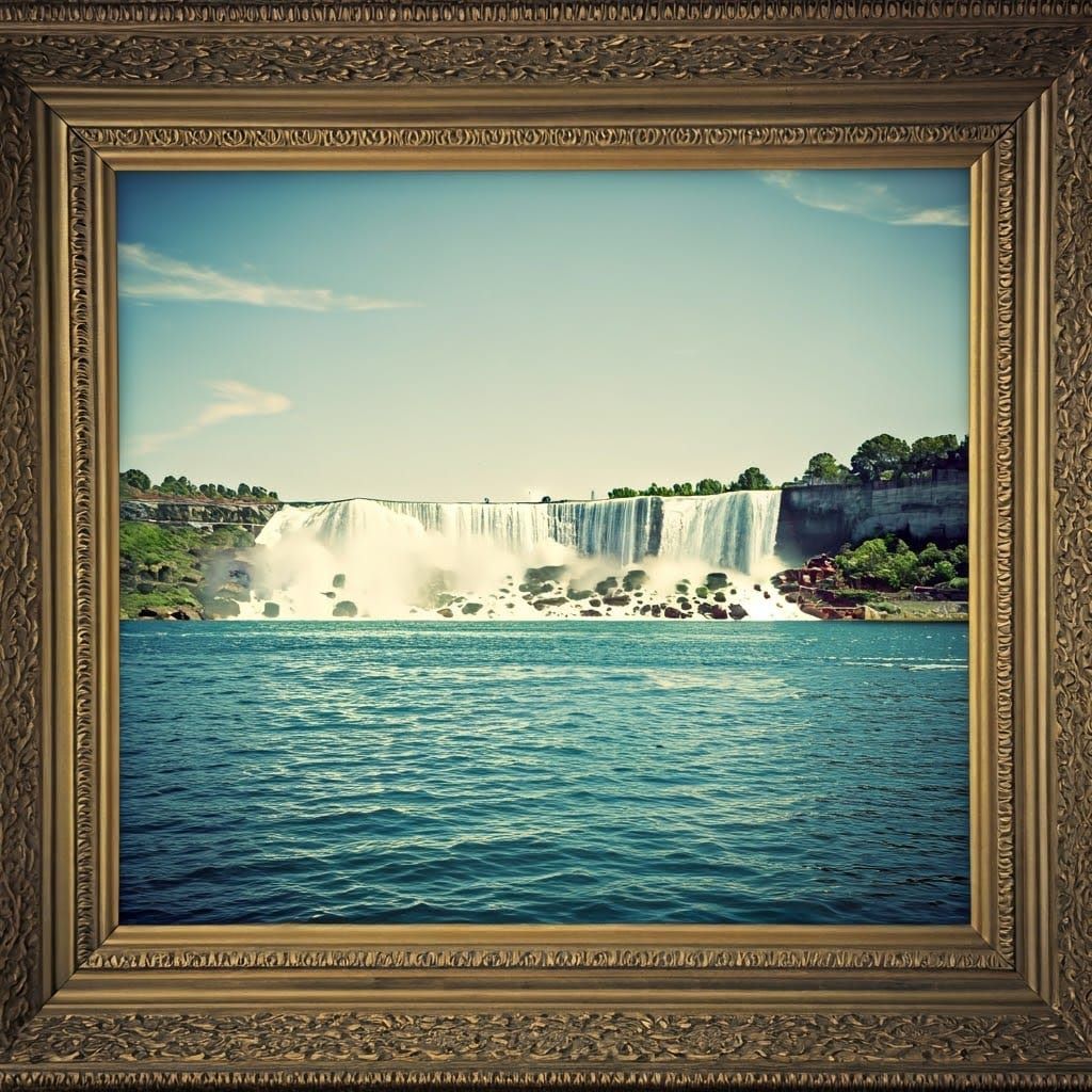 Vibrant Vintage Niagara Falls Background in Distressed Frame