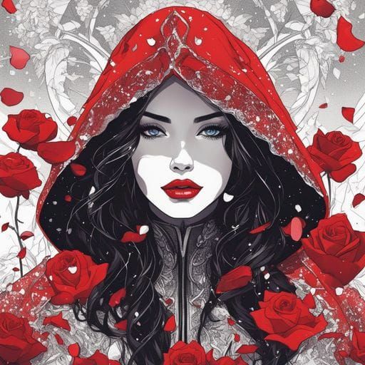 Hooded Goddess Portrait in Splash Art Style