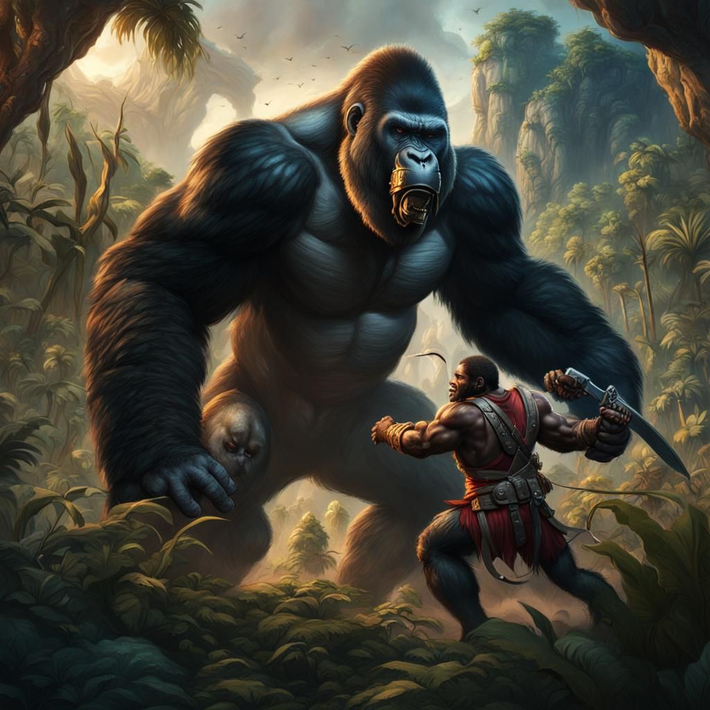 Man versus Gorilla: Detailed Matte Painting