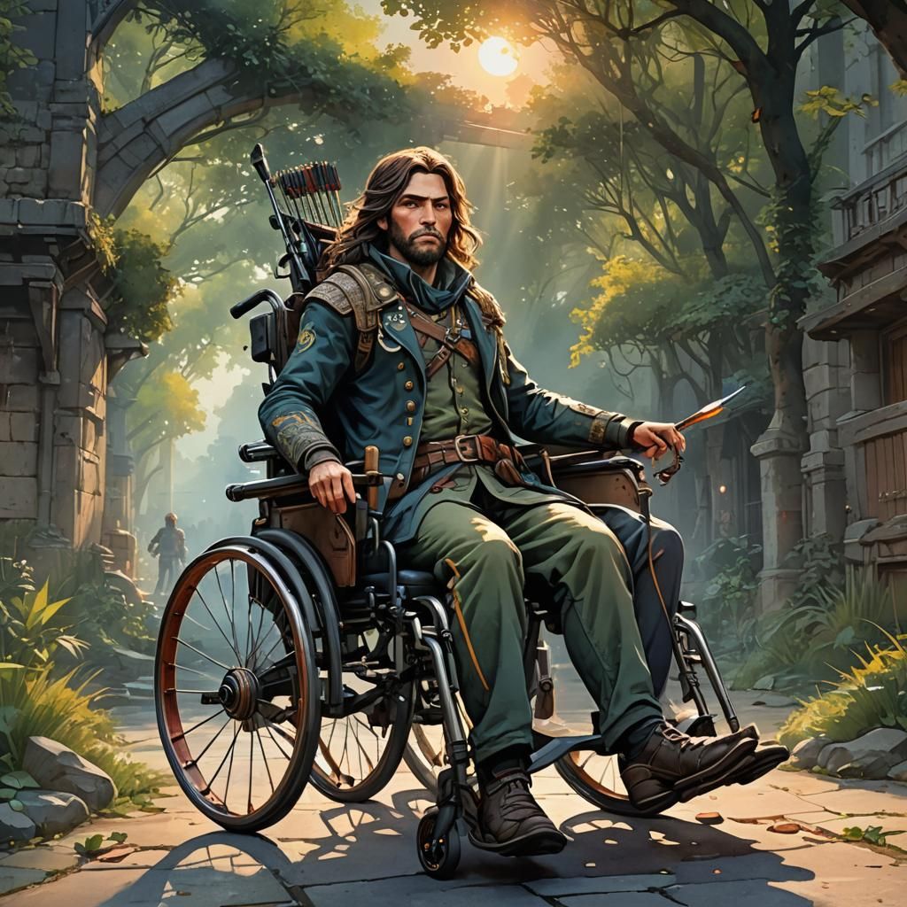 Archer Para-Athlete at Dawn in Watercolor Style