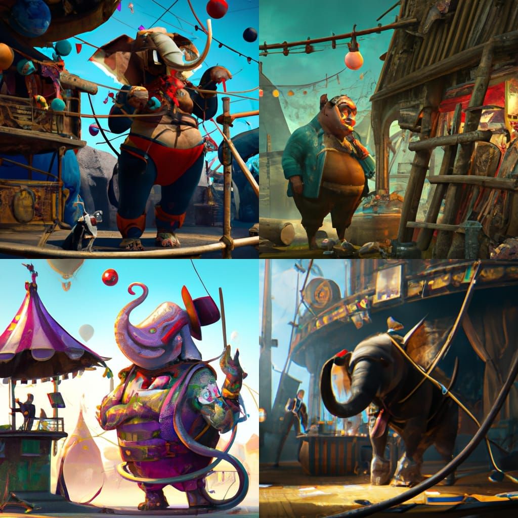 Impatient Circus Artist Quits: Detailed Matte Painting