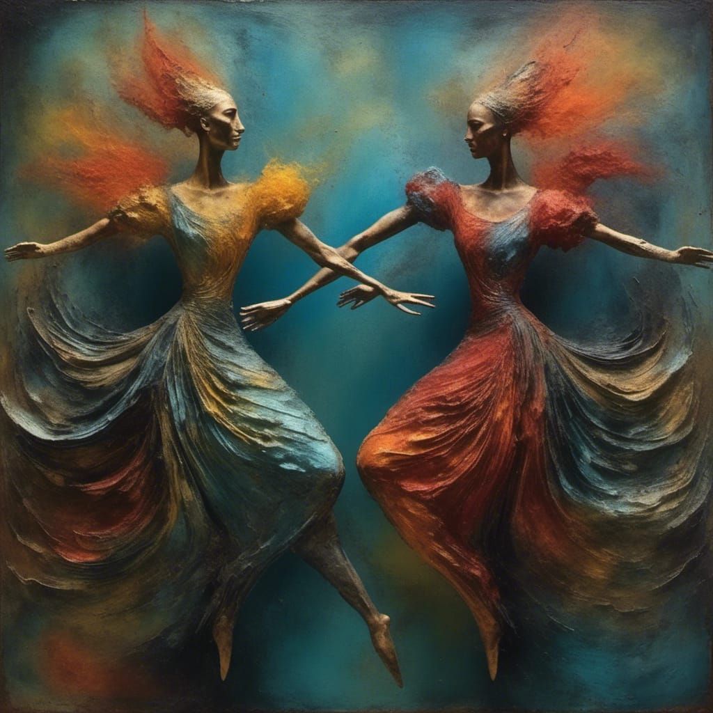 Ethereal Androgynous Figures in Dreamy Color Field Dance