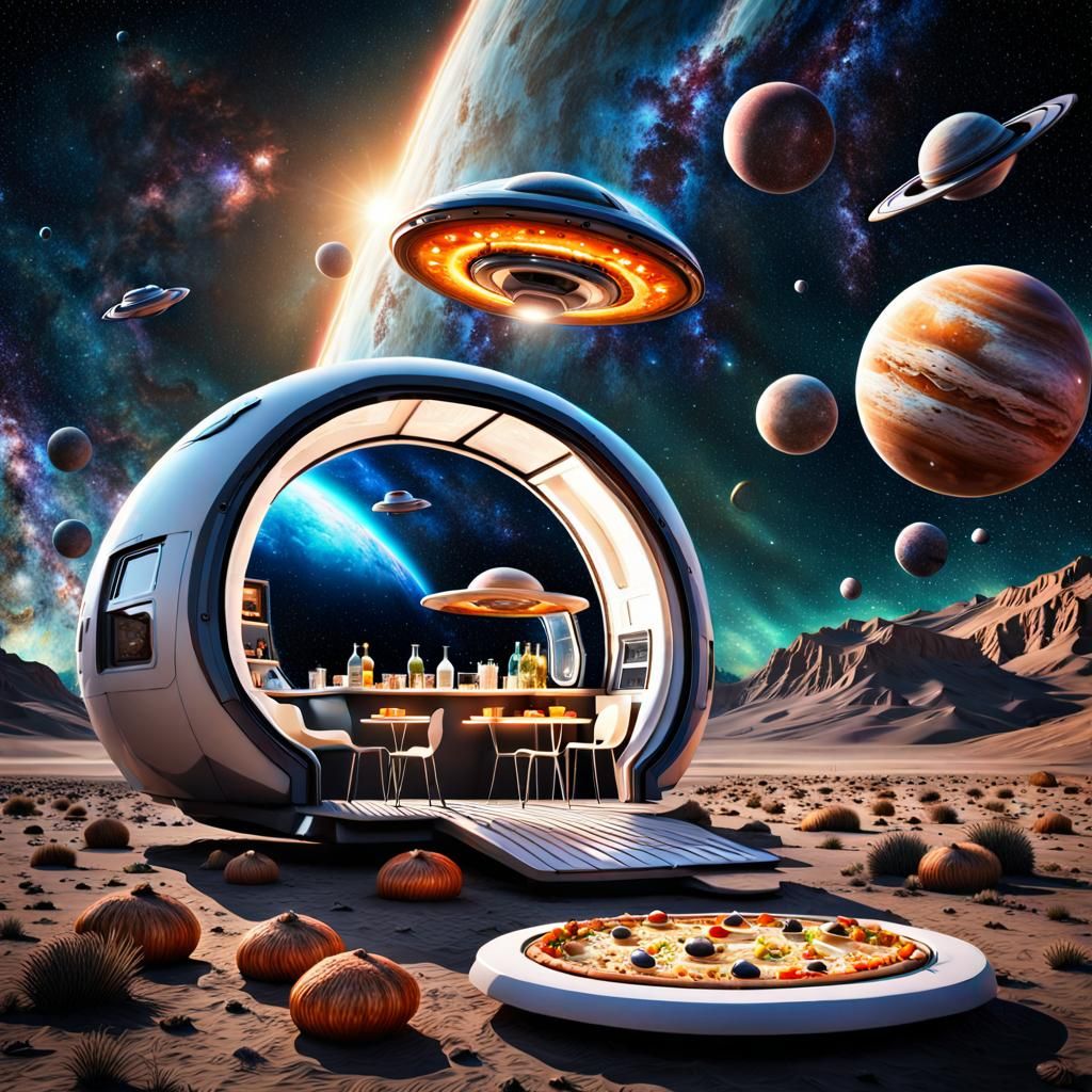 Futuristic UFO food truck