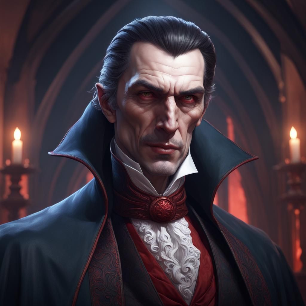 Hyperdetailed Portrait of Dracula in Art Nouveau Style