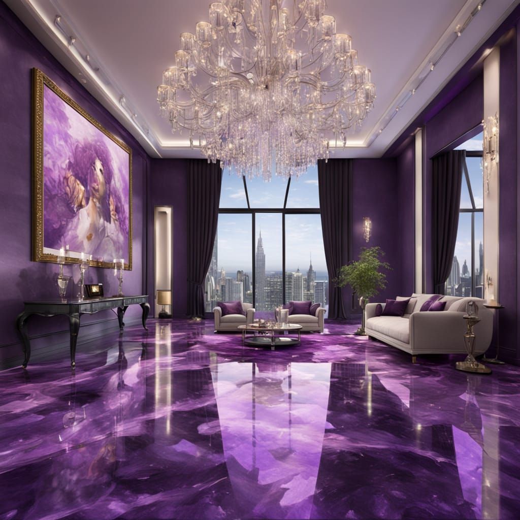 Elegant Penthouse with Chromatic Art and Lavish Decor