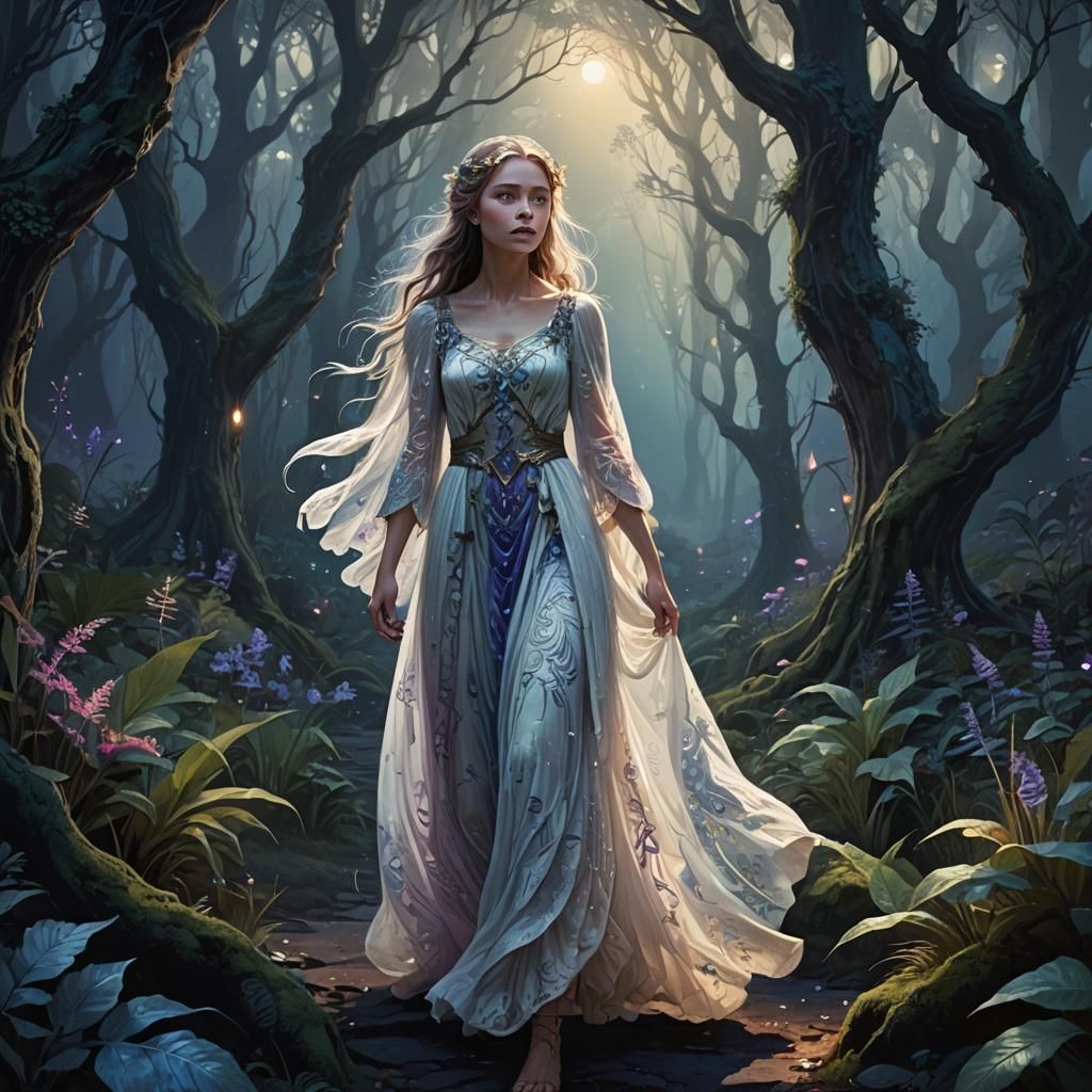 Mystical Luna Emerges from Glowing Forest