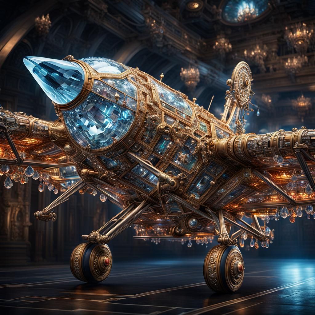 Crystalline Flying Machine: A Digital Illustration