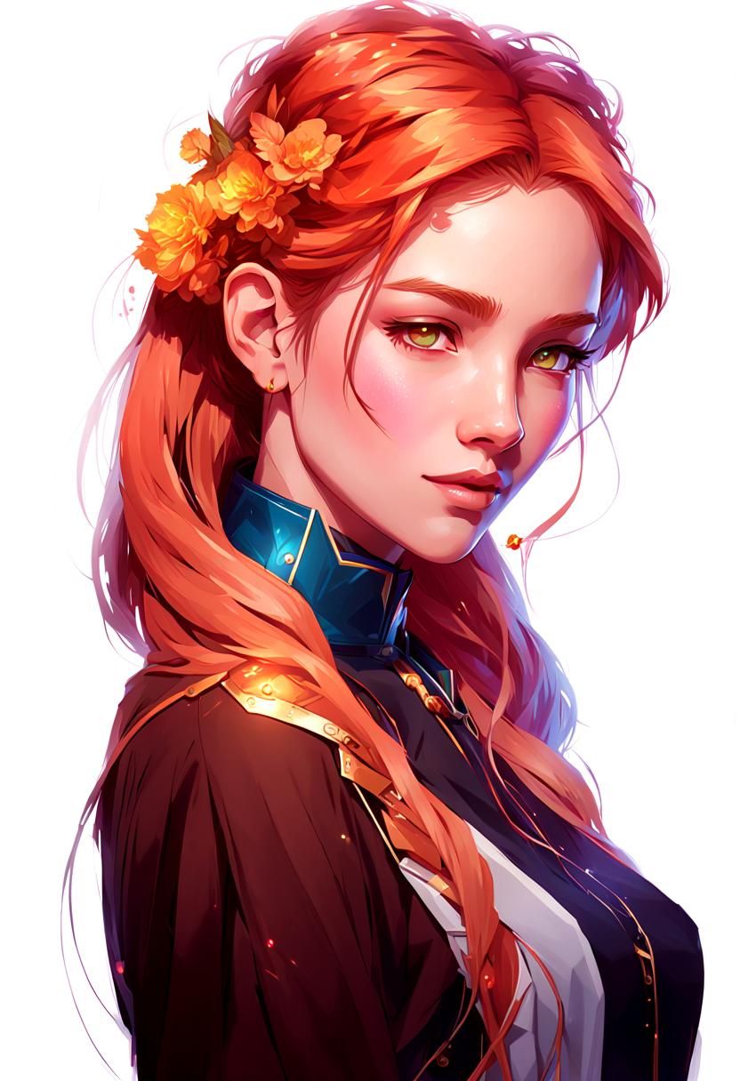 Anime Portrait of Smiling Woman with Dynamic Lighting