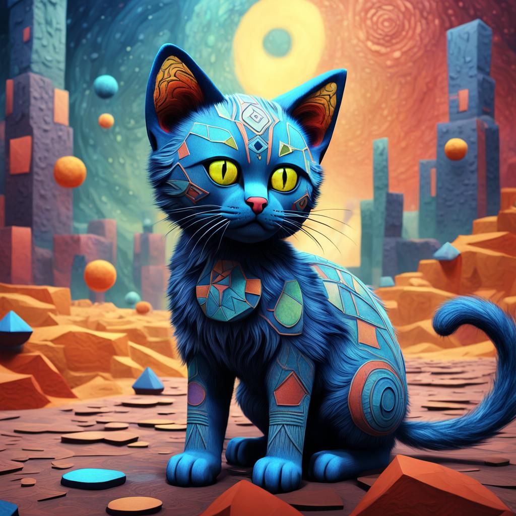 Kitten Art Inspired by Paul Klee