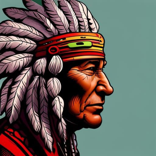 Native American Chief in Graphic Novel Style