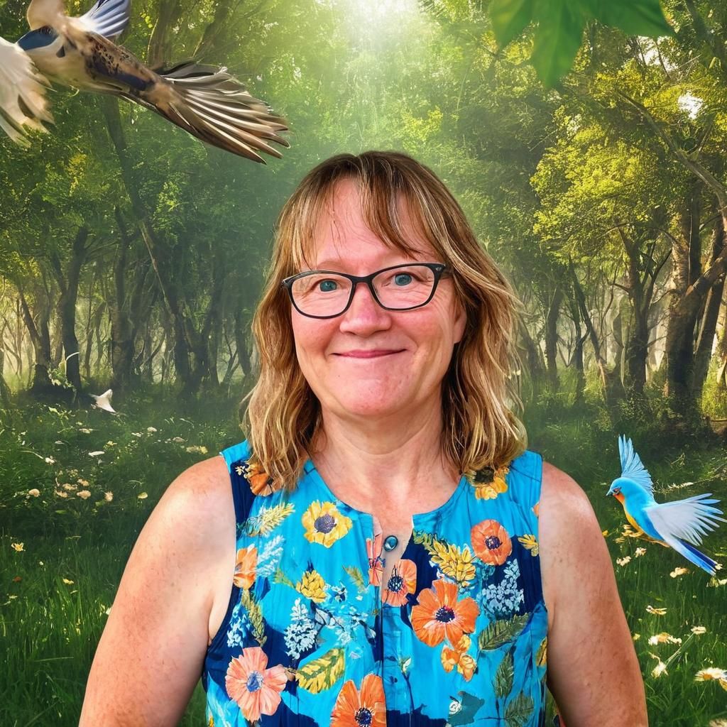 Anime Girl in Floral Dress in Summer Meadow