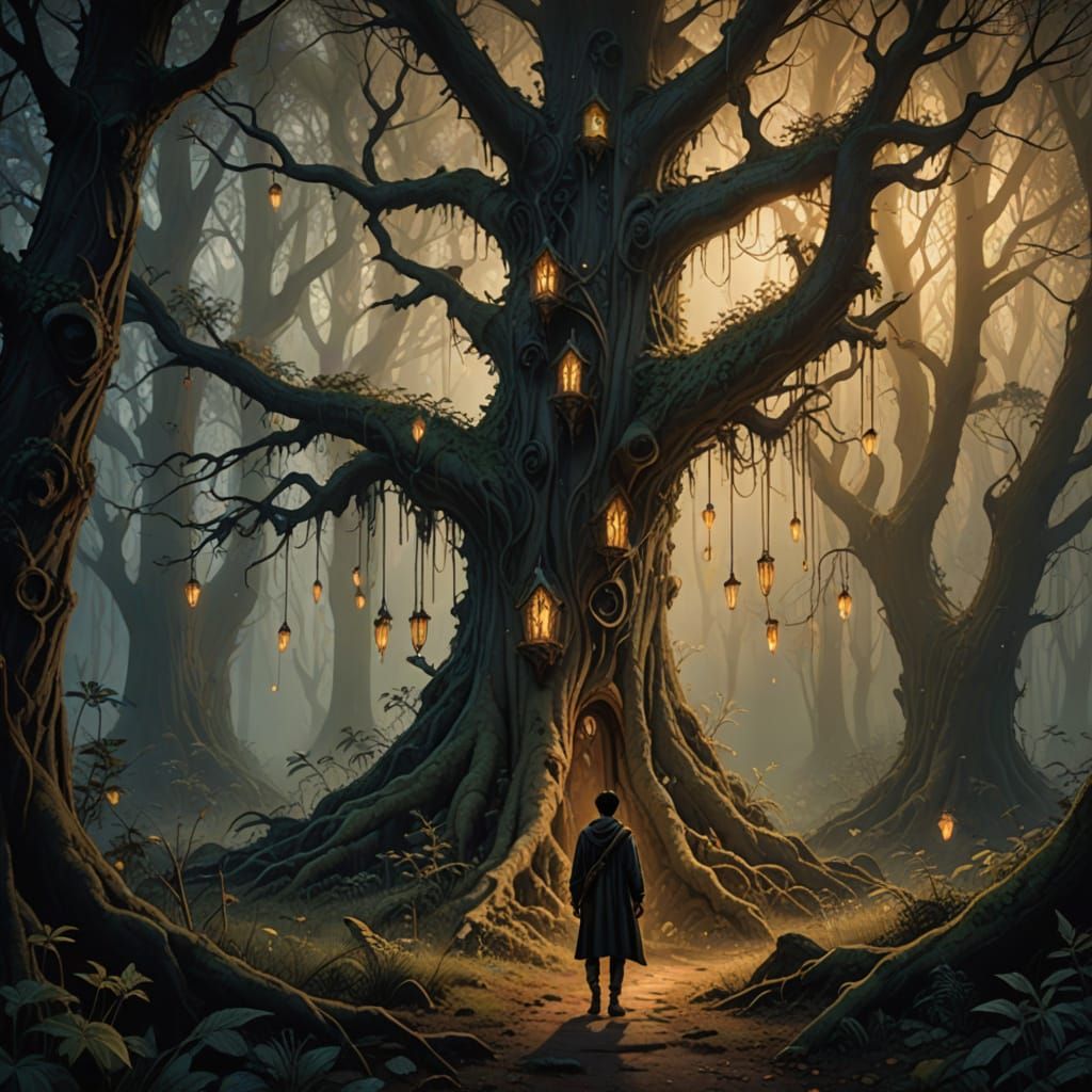 Gothic Fantasy Gentleman in Whimsical Forest