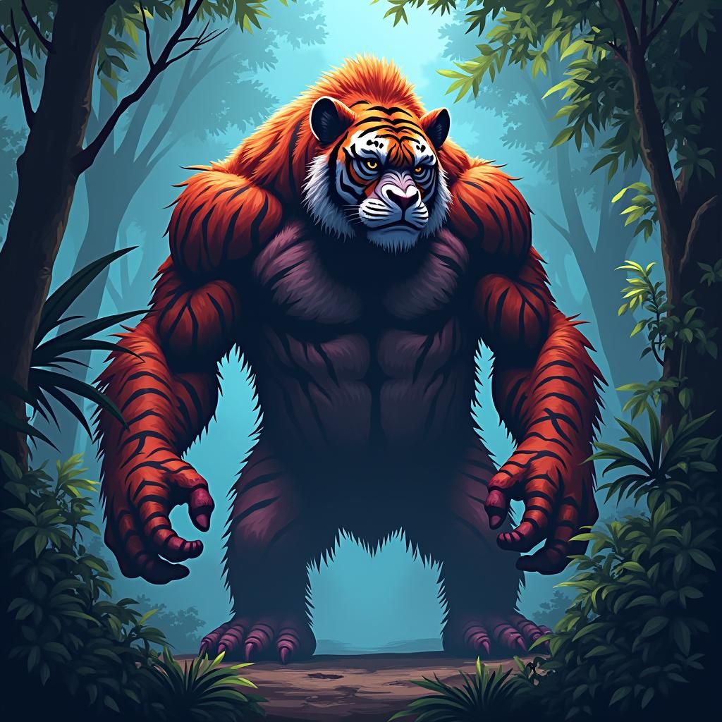 Gorilla-Tiger Hybrid Reigns Supreme in Lush Jungle