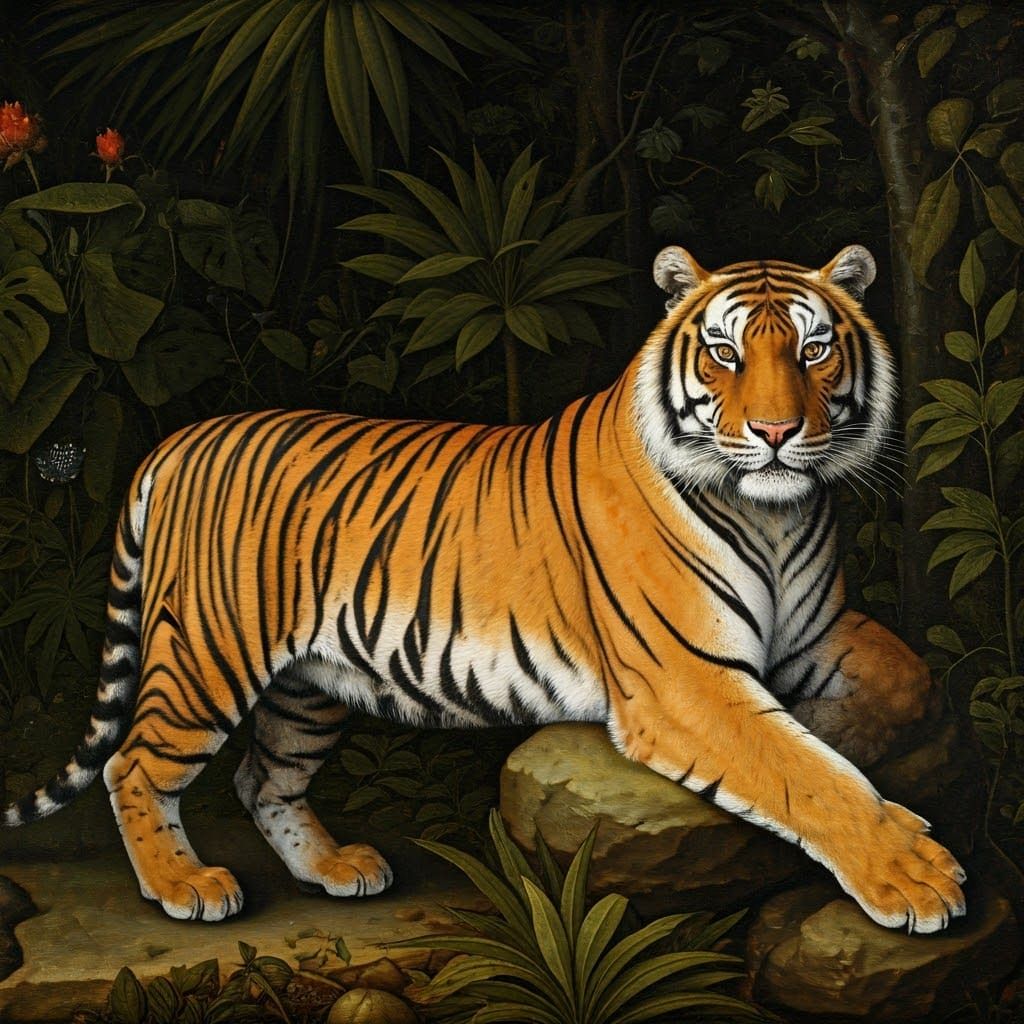 Oil painting of a Bengal Tiger