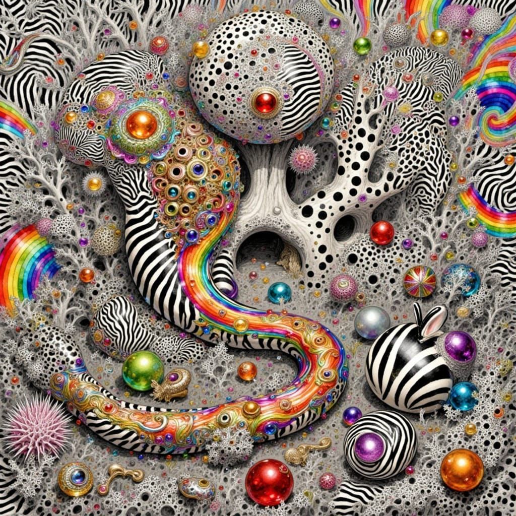 Zebra Punk Character with Orb Music Elements