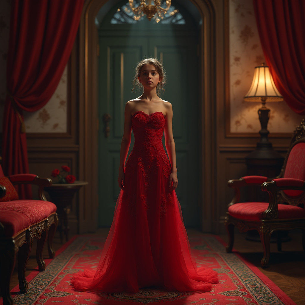 Embarrassed Boy in Red Dress: A Fantasy Concept Art