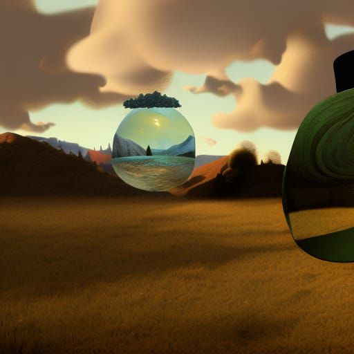 Kate Bush with Bowler Hat in Magritte Style