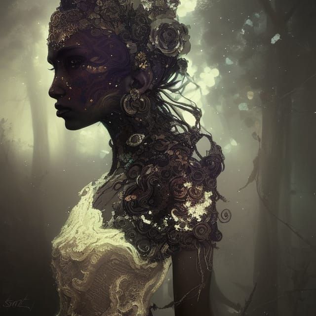 Dark Shadow Goddess with Two Faces